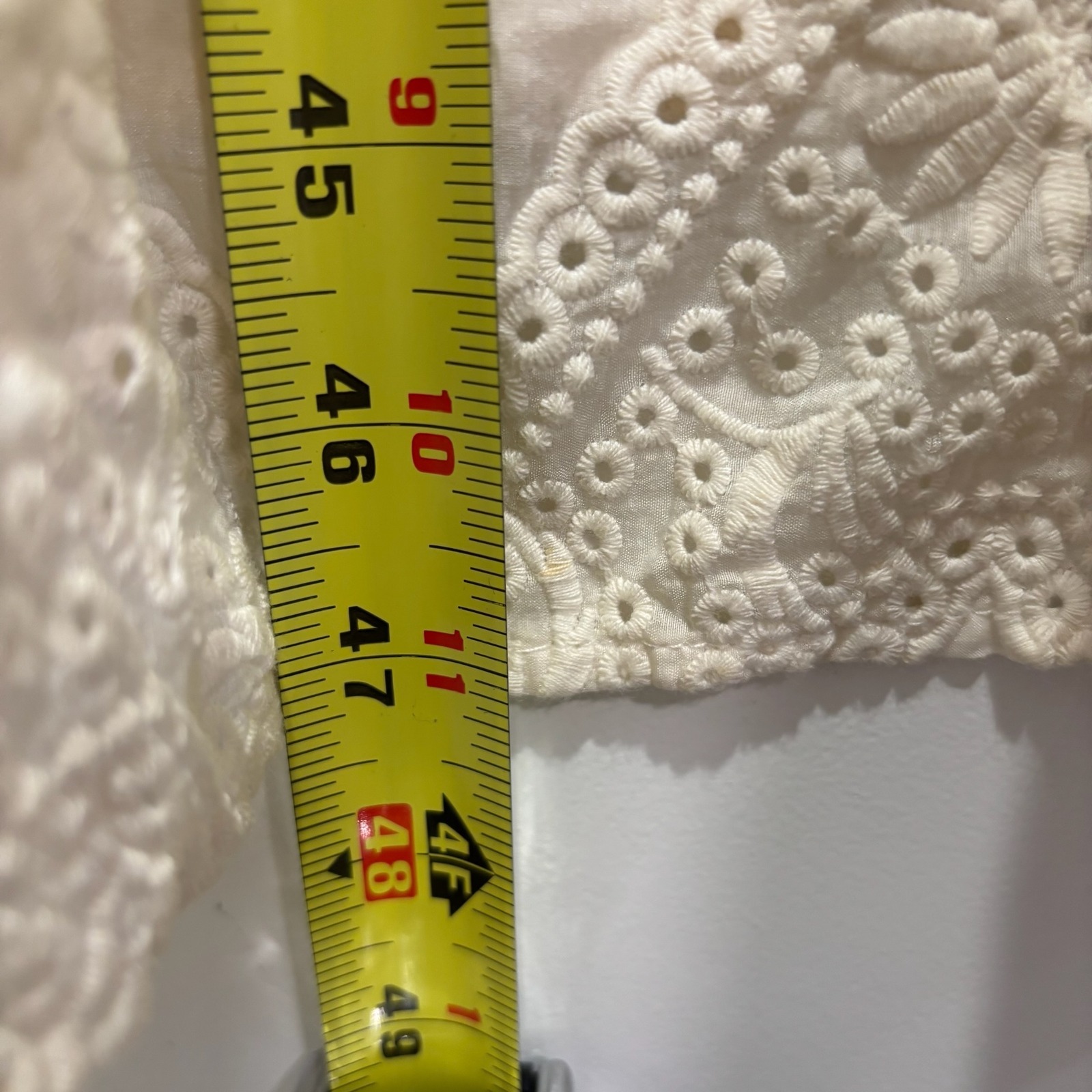 Hunter Bell New York Ivory Eyelet Chevron Midi Dress Spaghetti Strap Size L — image 5 of 5
